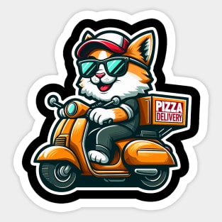 Cool Exotic Shorthair Cat Pizza Delivery Sticker